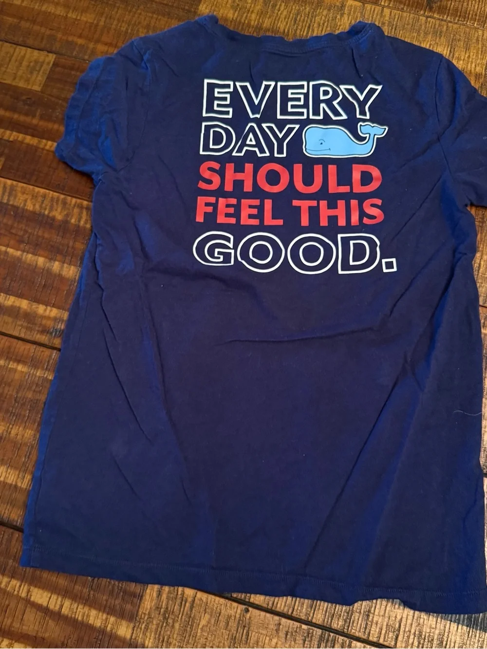 Vineyard Vines Boys L 12/14 Every Day Should Feel This Good Whale T Shirt Navy